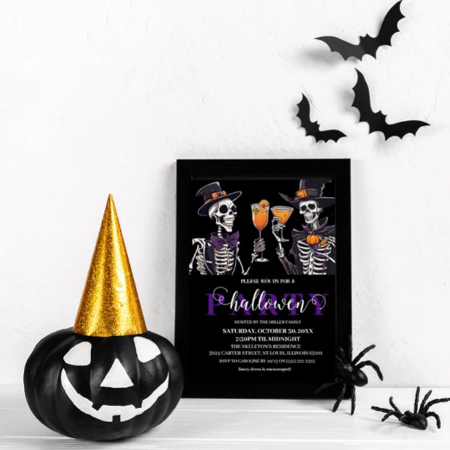 Invitation Elégant crâne floral Adulte Halloween Party Invita (Créateur téléchargé)