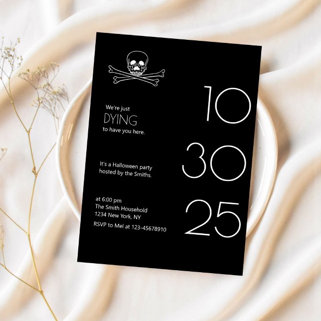 Invitation Elégant crâne Halloween Costume Party Tout Noir (Créateur téléchargé)