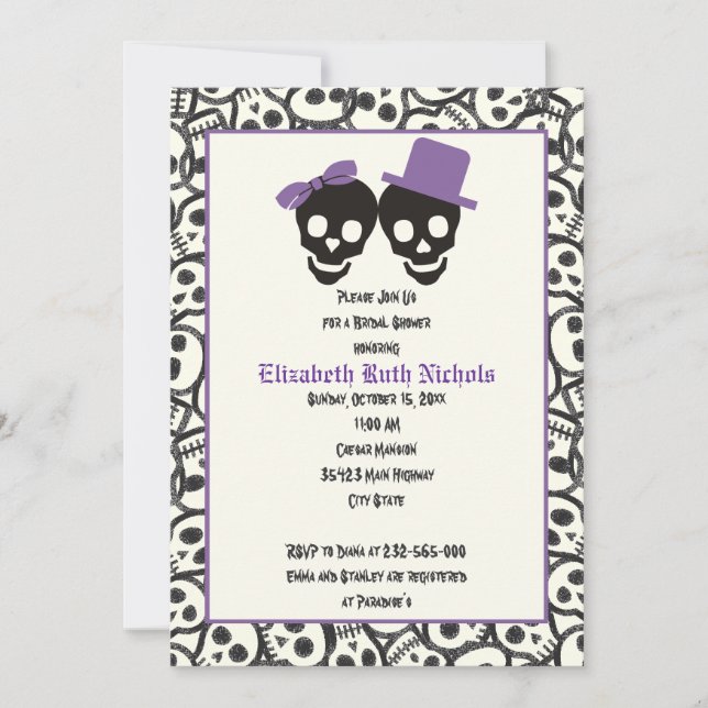 Invitation Elégant crâne Halloween mariage douche nuptiale (Devant)