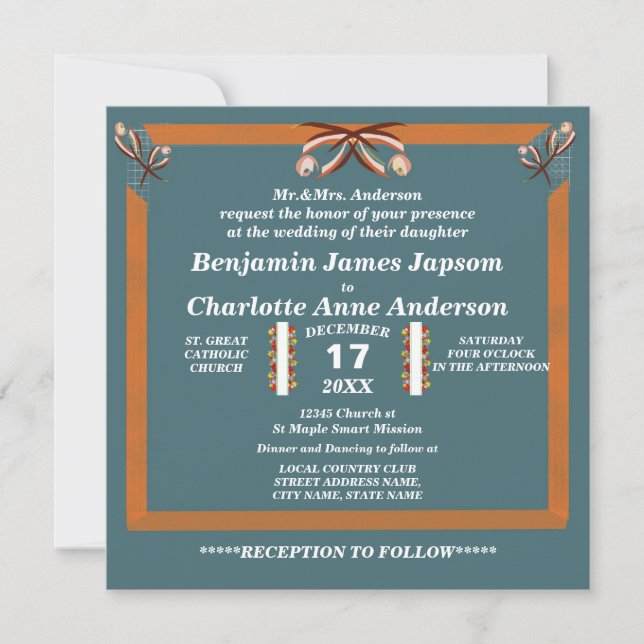 Invitation Élégant Cravate simple Bow Mariage Customisé (Devant)