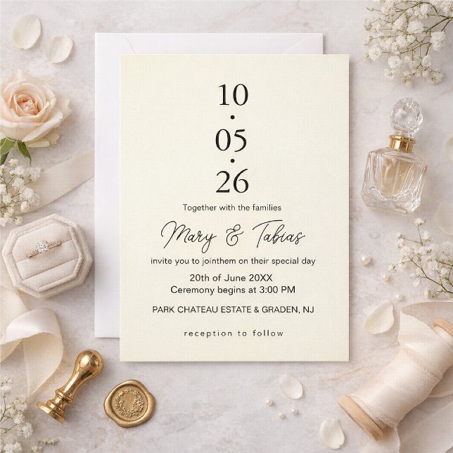 Invitation Elegant Creamy White Minimalist Wedding (Créateur téléchargé)