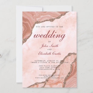 Invitation Élégant Crème Blush Agate Soft Pink Gold Mariage