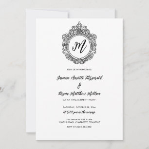 Invitation Élégant Crest Engagement Party Chic