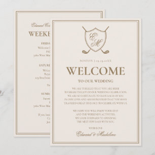 Invitation Élégant Crest Monogram Golf Mariage Note de bienve