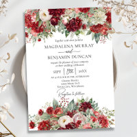 Élégant Crimson Vin Rouge Fleurs Mariage