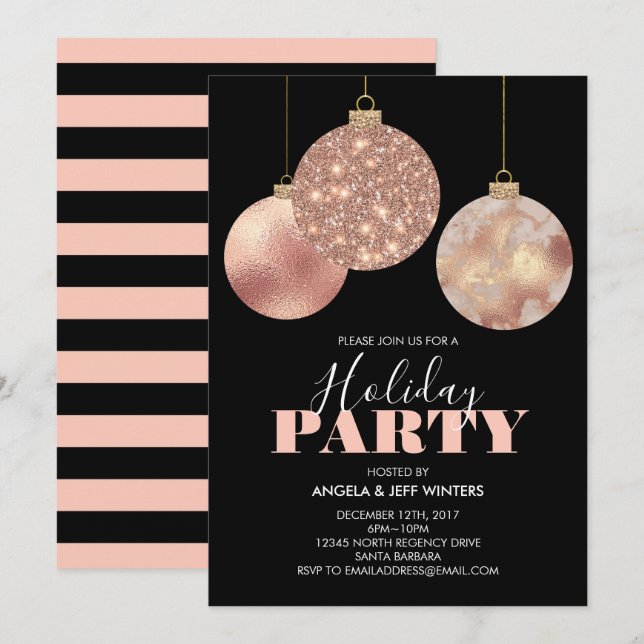Invitation Élégant Cuivre Ornements Fête (Devant / Derrière)