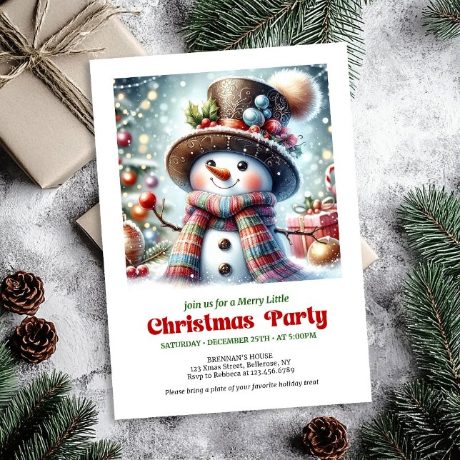Invitation Elegant cute funny snowman holiday invite festive (Elegant funny snowman holiday invite festive digital

)