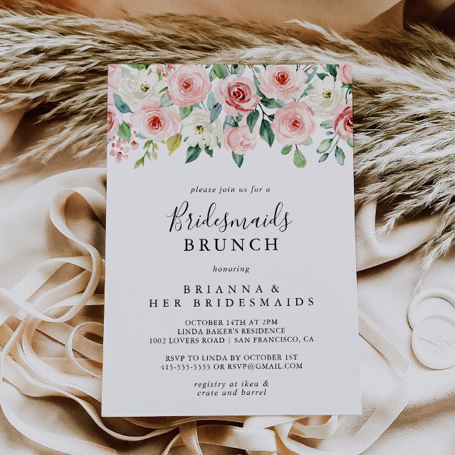 Invitation Élégant Dainty Floral Bridesmaids Brunch Douche (Créateur téléchargé)