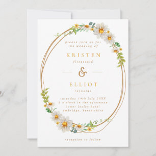 Invitation Elégant Daisy Wreath Yellow & White Mariage Invita