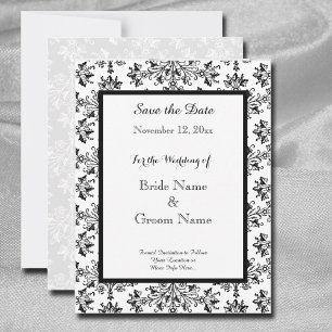 Invitation Elegant Damask Black White Personnalisé Enregistre
