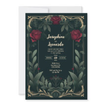 Elegant Dark Floral Vintage Wedding Invite