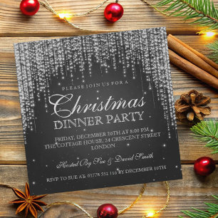 Invitation Élégant Dazzle Noël Fête Noir