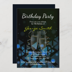 Invitation élégant de fête d'anniversaire de bleu