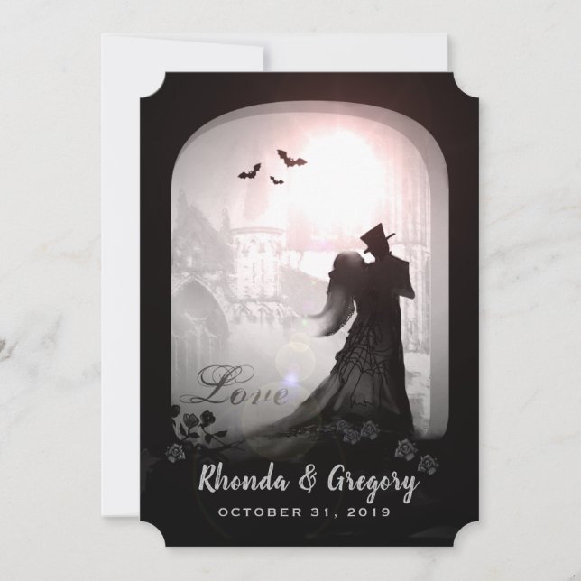 Invitation élégant de mariage de silhouette (Devant)