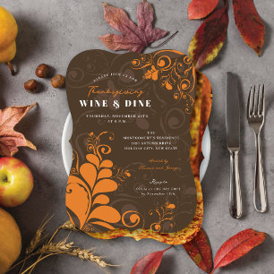 Invitation Élégant Déco Déco Feuilles d'automne Thanksgiving 