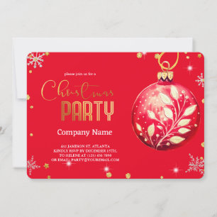 Invitation Élégant décor magique de Noël rouge