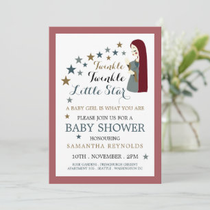 Invitation Élégant décrochage étoiles, Baby shower de fille