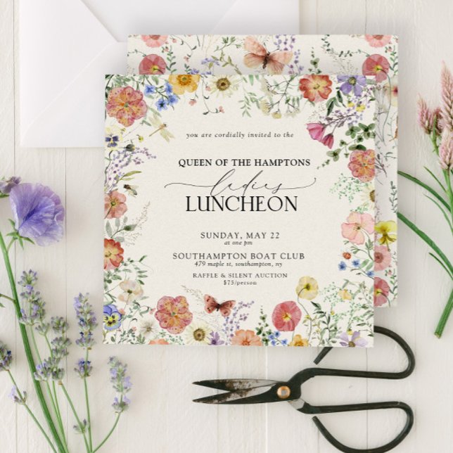Invitation Élégant Déjeuner Charité Pressé Floral (Easily personalize with your unique details)