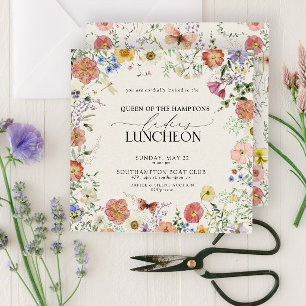Invitation Élégant Déjeuner Charité Pressé Floral