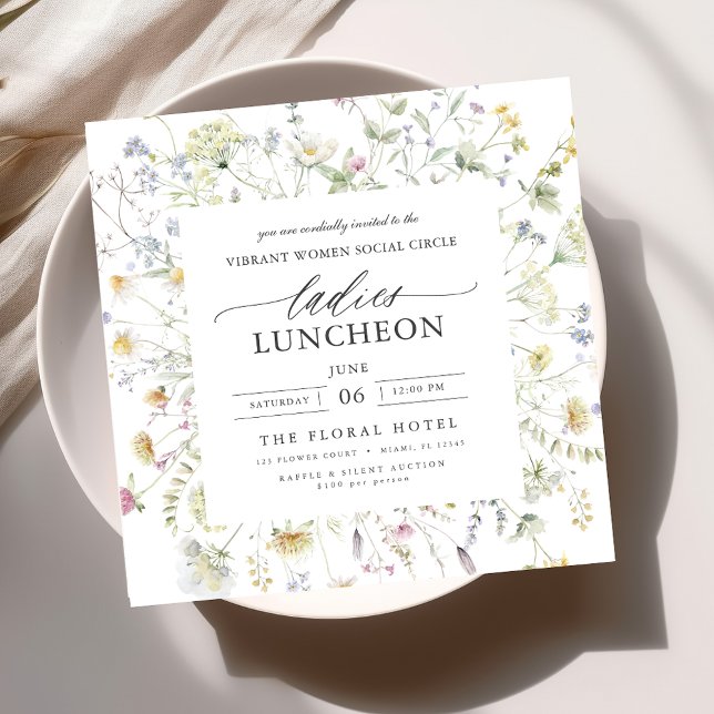 Invitation Élégant déjeuner de charité Fleurs sauvages florau (Créateur téléchargé)