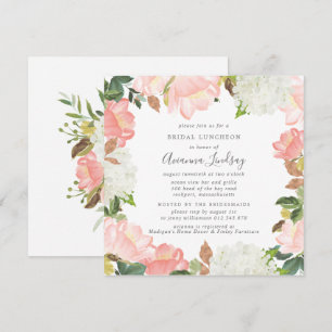 Invitation Élégant déjeuner de mariée rose blanc floral