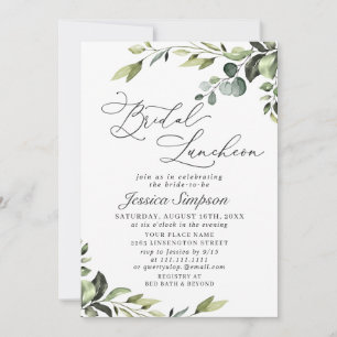 Invitation Élégant déjeuner nuptial Eucalyptus Watercolor