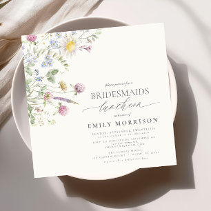 Invitation Élégant déjeuner nuptial Fleur sauvage Sage Green