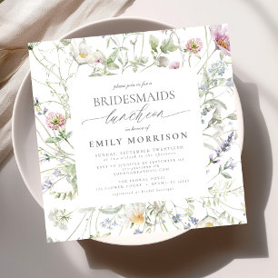 Invitation Élégant déjeuner nuptial Fleur sauvage Sage Green