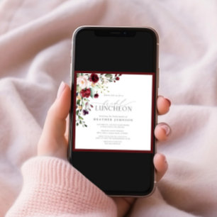 Invitation Élégant déjeuner nuptial Floral Bourgogne