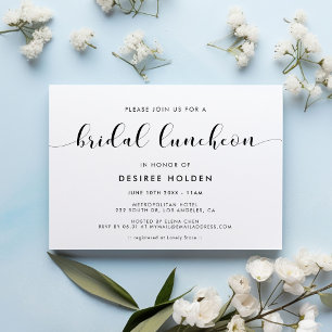 Invitation Élégant déjeuner nuptial noir et blanc