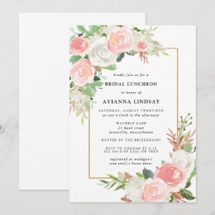 Invitation Élégant déjeuner nuptial rose blanc rose