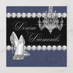 Invitation Élégant Denim et Diamonds Party