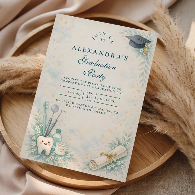 Invitation Elegant Dentist White Coat Graduation (Créateur téléchargé)