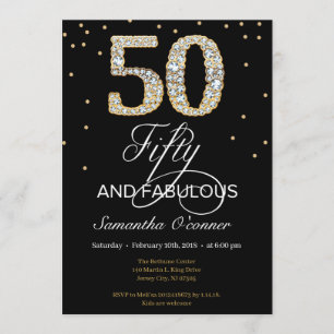Invitation Élégant diamant en or noir 50e anniversaire