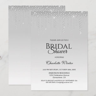 Invitation Elégant Diamants d'Argent Nuptiale Douche Invitati