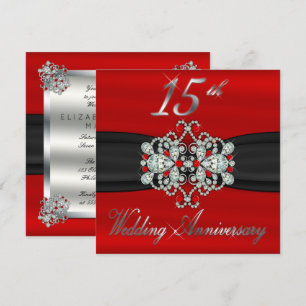 Invitation Élégant Diamants Rubies 15e anniversaire Mariage