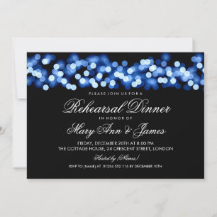 Invitation Élégant dîner de répétition Blue Hollywood Glam