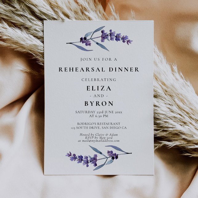Invitation Élégant dîner de répétition de lavande florale (Créateur téléchargé)