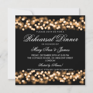Invitation Élégant dîner de répétition Gold Hollywood Glam