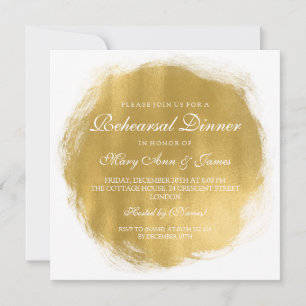 Invitation Élégant Dîner de répétition Gold Paint Look