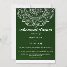 Élégant dîner de répétition indienne Emerald Paisl