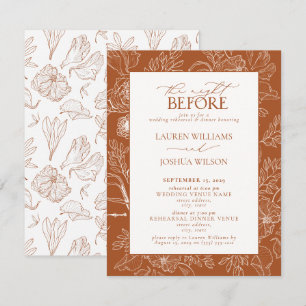 Invitation Élégant dîner de répétition Mariage Burnt Orange