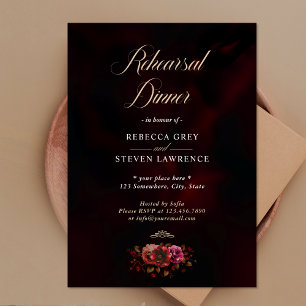 Invitation Élégant dîner de répétition Mariage rouge noir