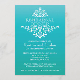 Invitation Élégant dîner de répétition Vintage bleu