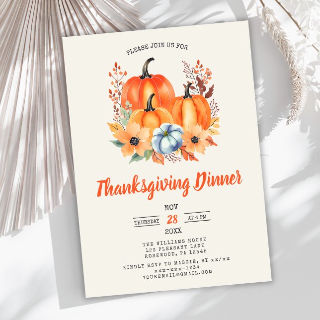 Invitation Élégant dîner de Thanksgiving Citrouille Invitatio (Créateur téléchargé)