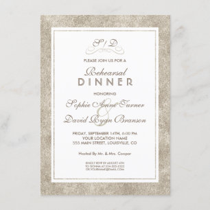 Invitation Élégant DÎNER RÉPÉTITIF À LA FRONTIÈRE Argent et B
