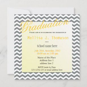 Invitation Élégant diplôme carré gris et blanc chevron
