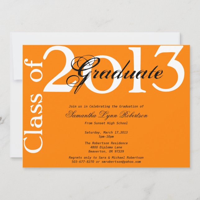 Invitation Élégant diplôme Orange Annulation/Invitation (Devant)