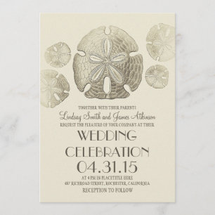Invitation Elégant dollars vintage sable plage mariage invita