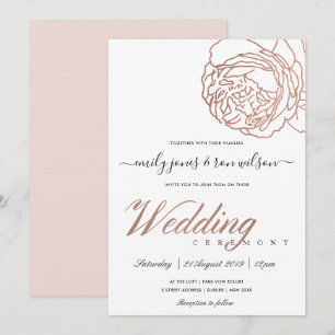 INVITATION ÉLÉGANT DOUX ROSE ROSE ROSE ROSE OR FLORAL MARIAGE